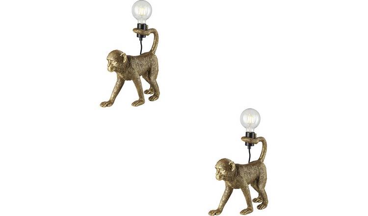 Loops Direct Pack of 2 Resin Table Lamp - Vintage Gold and Matt Black