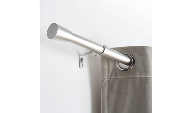 OHS 28mm Trumpet Extendable Curtain Pole 120-220cm - Silver