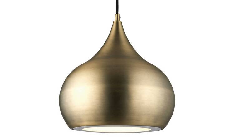 Loops Direct Steel LED Ceiling Pendant Light - Matt Antique Brass