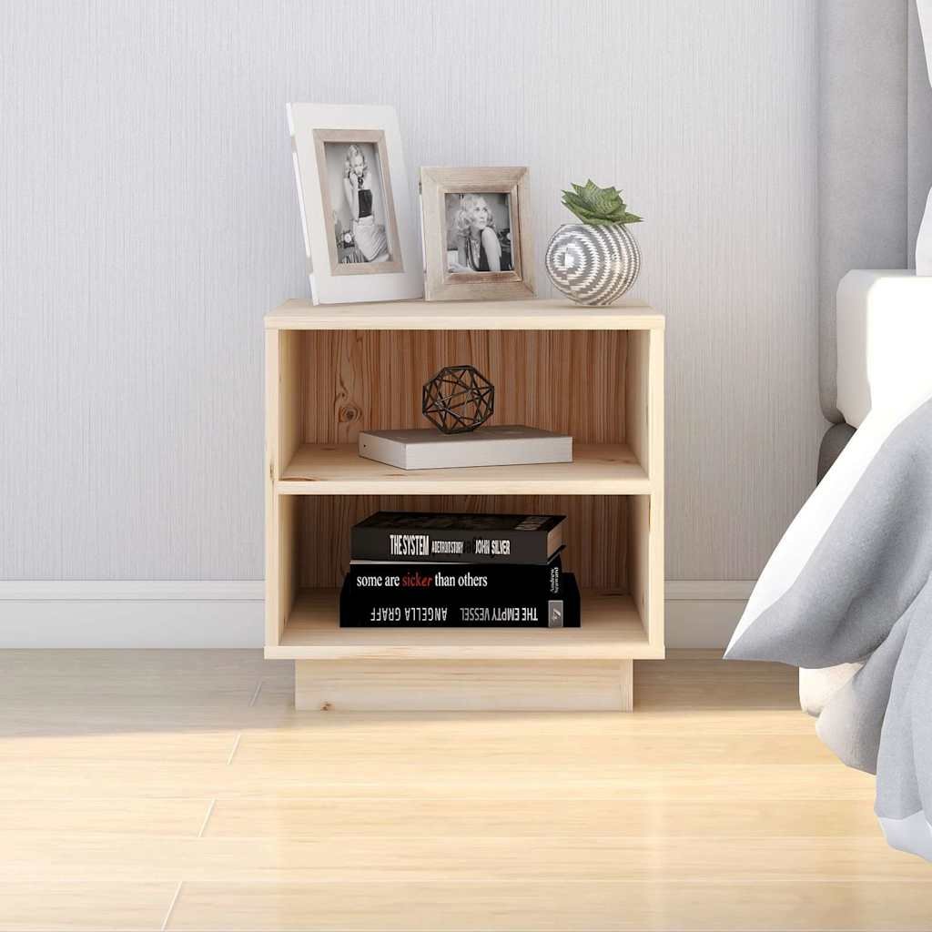 Walplus Pack of 2 Solid Pine Wood Bedside Cabinet - Brown - 40 x 34 x 40 cm - Image 3
