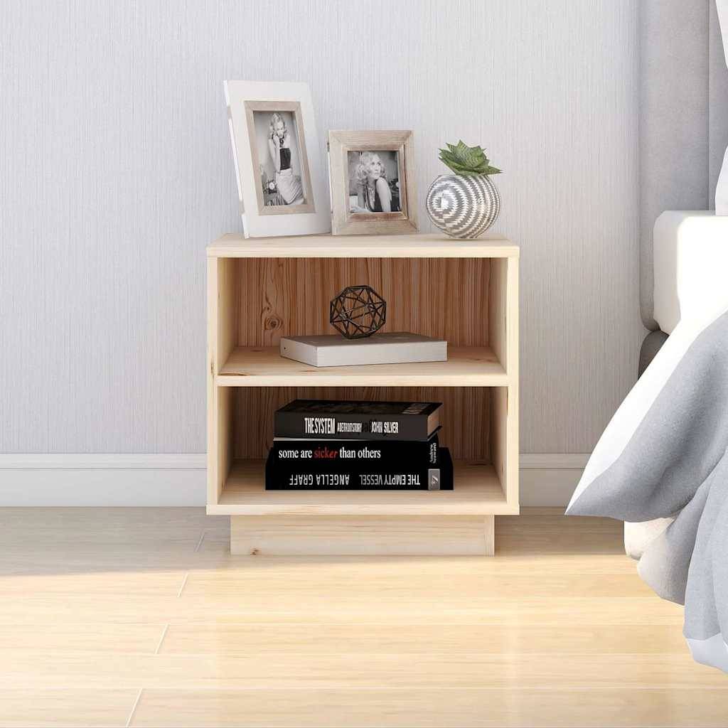 Walplus Pack of 2 Solid Pine Wood Bedside Cabinet - Brown - 40 x 34 x 40 cm - Image 3