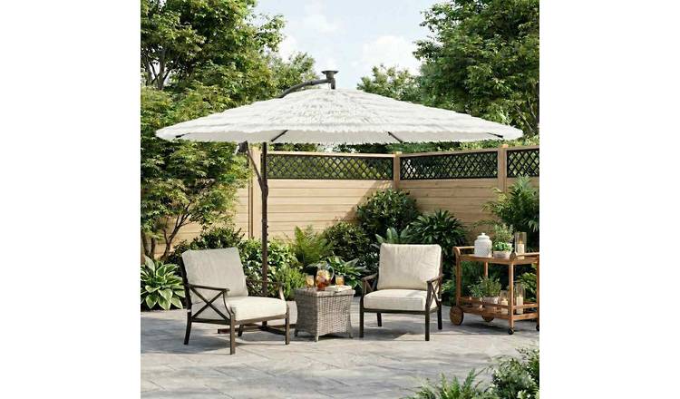 Walplus Polyester Garden Parasol - White - 269 x 269 x 235 cm