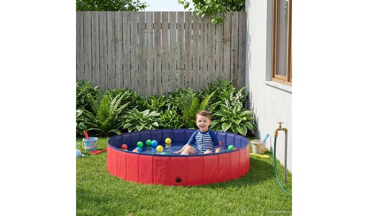 Walplus Children Swimming Pool Folding and - Blue & Red - 160 x 30 cm