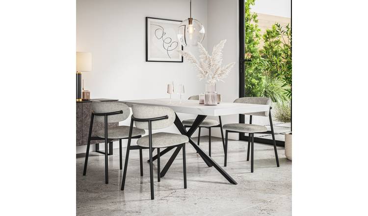 Furniture Online Donni Marble Effect Dining Table & 6 Myla Grey Chairs