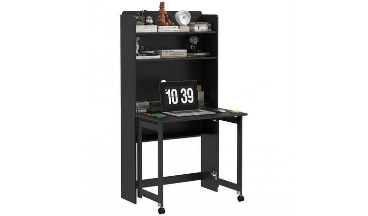 HOMCOM Foldable Desktop Study Table Workstation - Black