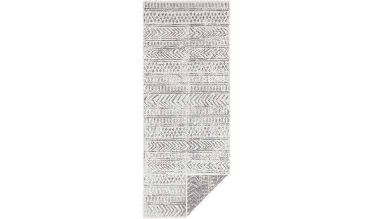 Hanse Home Grey Geometric Indoor Outdoor Reversible Runner Rug - 80 x 250cm