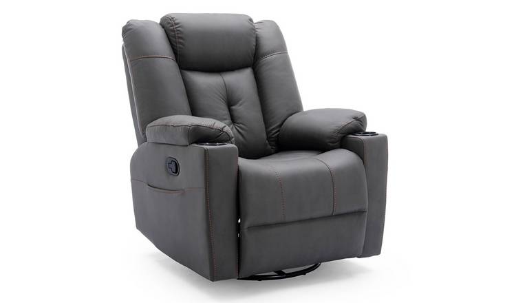 Furniture Online Afton Tech Fabric Recliner Rocking Swivel Chair - Charcoal