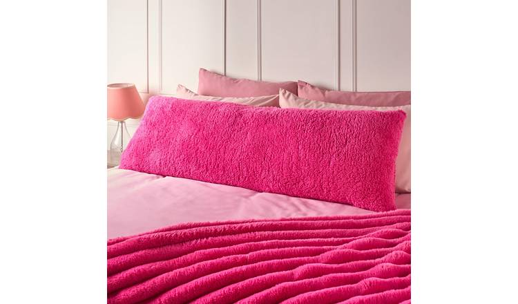 OHS Teddy Fleece Bolster Pillow - Hot Pink