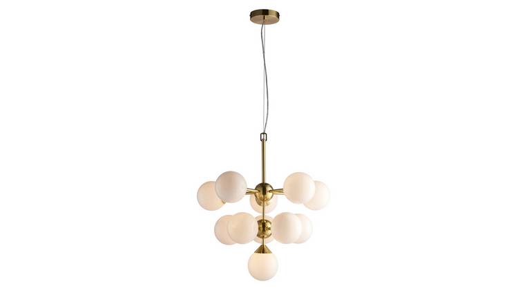 Loops Direct Ceiling Pendant Light - Satin Brass and Gloss White