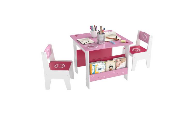 AIYAPLAY 3 Piece Kids Table and Chairs Set with 2 Chairs for Arts - Pink