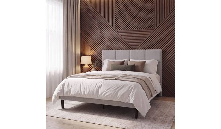 Vida Designs Velmora Double Linen Fabric Bed With Mattress - Beige