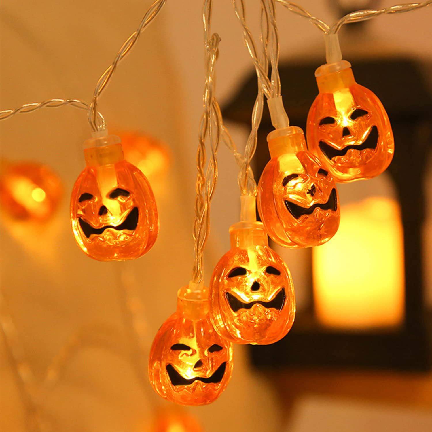 Kraft & Co Battery Operated Pumpkin LED Halloween String Lights - Orange - Image 1