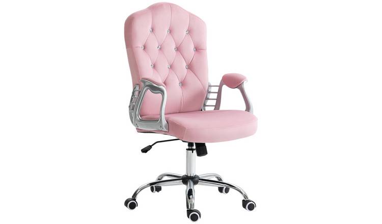 Vinsetto Button Tufted Backrest Velvet Computer Chair - Pink