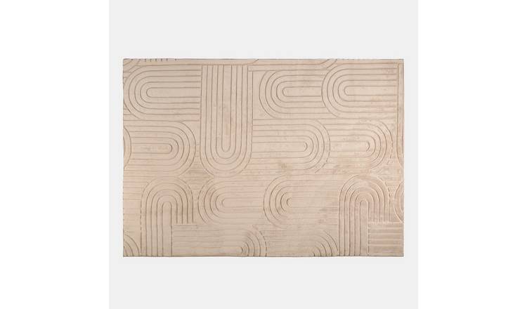OHS Tufted Arches Rug Soft Floor Carpet Non Slip Area Mat 80 x 150cm - Mink