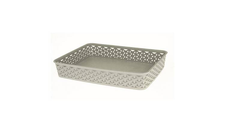 Curver Rattan A4 Wicker Storage Tray - Grey