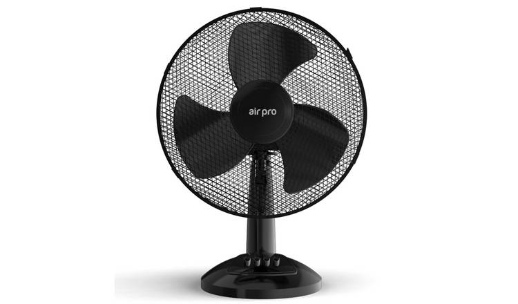 Air Pro 12in Tower Desk Fan with Tilt Oscillating & 3 Speeds - Black