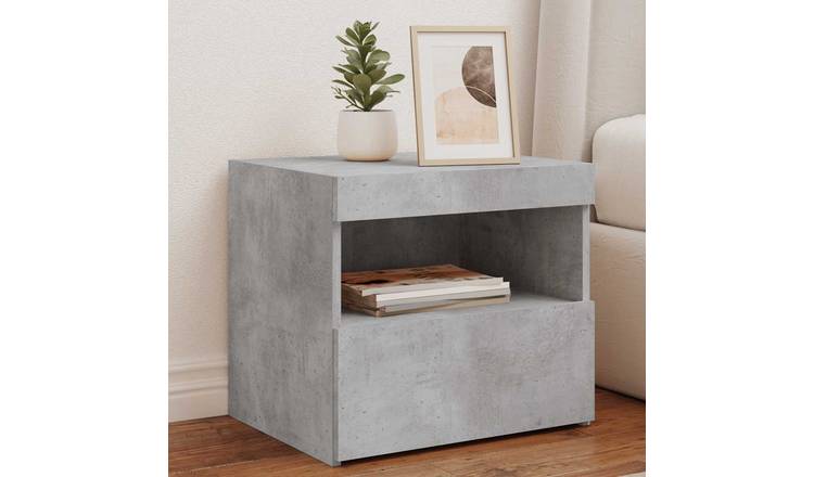 Walplus LED Engineered Wood Bedside Cabinet - Stone Grey - 50 x 40 x 45 cm