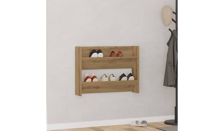 Walplus Engineered Wood Wall Shoe Cabinet - Artisan Oak - 80 x 18 x 60 cm
