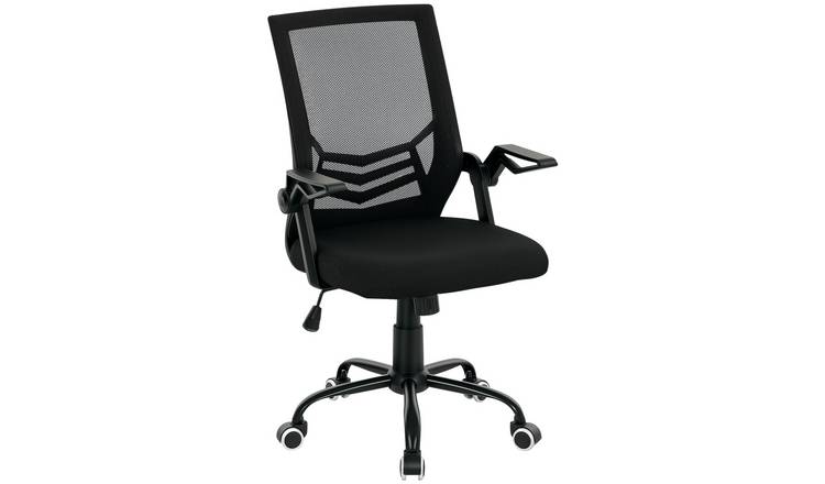 Vinsetto Flip up Armrest Mid Back Office Chair - Black