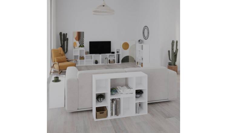 Decortie Combayn Tall Low Particleboard Wood Effect Shelving Unit - White