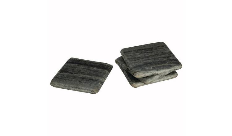 Orsina Set Of 4 Marmore Marble Square Coasters - Grey