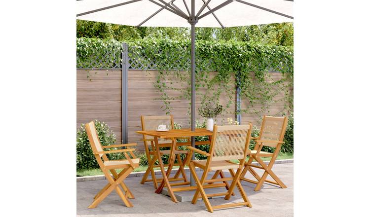 Walplus 4 Piece Wood Folding Chairs - Beige - 54 x 57 x 91 cm