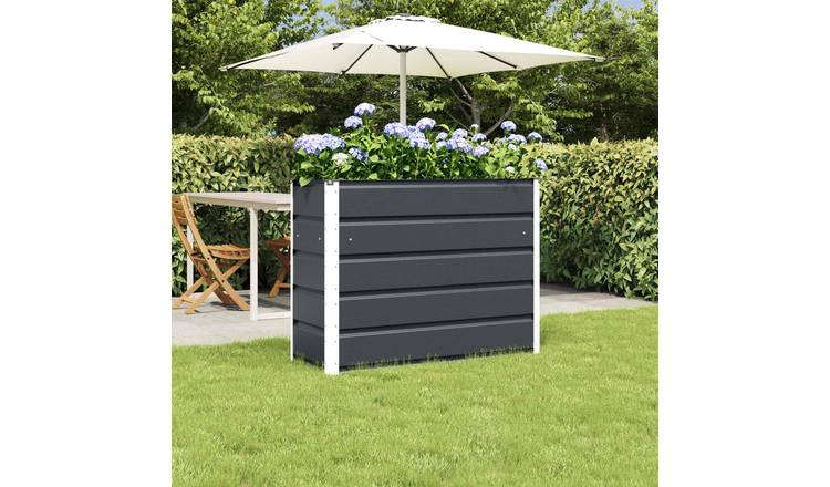 Walplus Steel Garden Planter - Anthracite - 100 x 40 x 75 cm