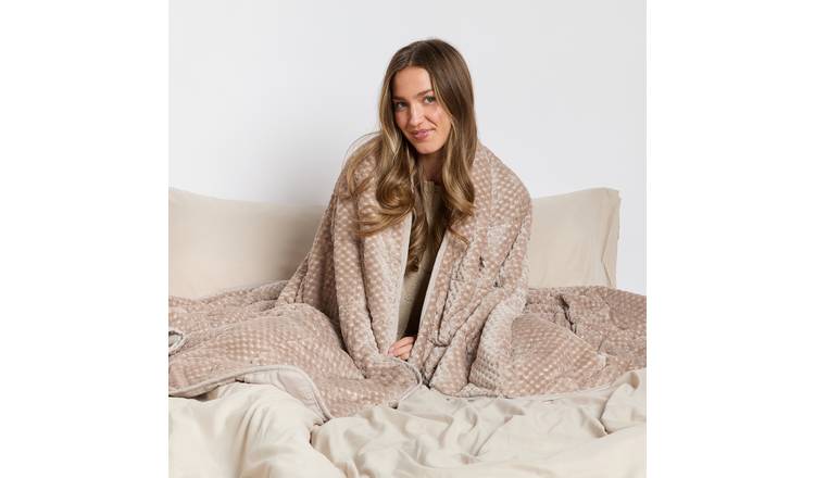 OHS Waffle Fleece 8kg Weighted Blanket 150x200cm - Mink