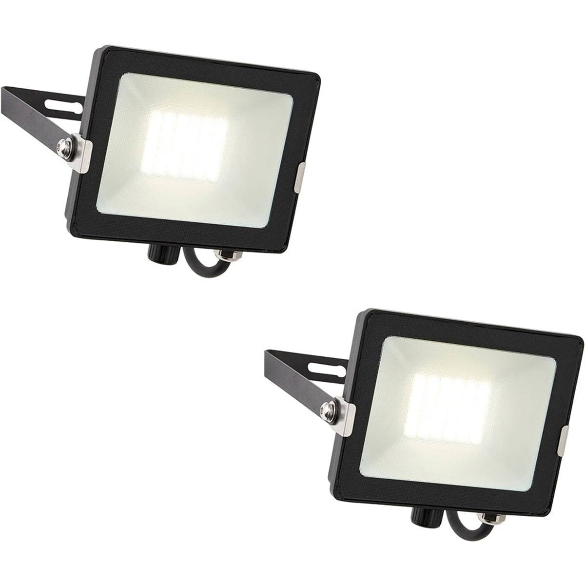Loops Direct Pack of 2 30W Die Cast Aluminium LED Floodlight - Matt Black - Image 1