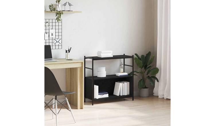 Walplus 1 Shelf Metal Bookshelf - Dark Oak - 80 x 30 x 78.5 cm (Black Oak)