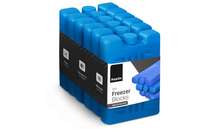 Keplin Pack of 6 Reusable Large Freezer Ice Blocks - Blue