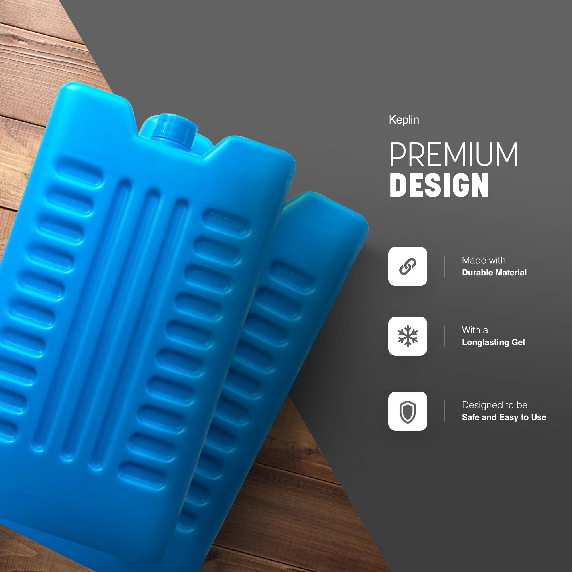 Keplin Pack of 6 Reusable Large Freezer Ice Blocks - Blue - Image 3