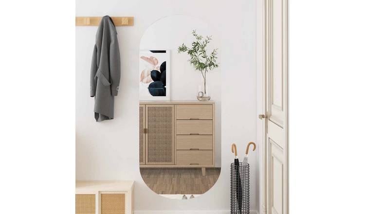 Walplus Oval Glass Wall Mirror - Silver - 45 x 100 cm