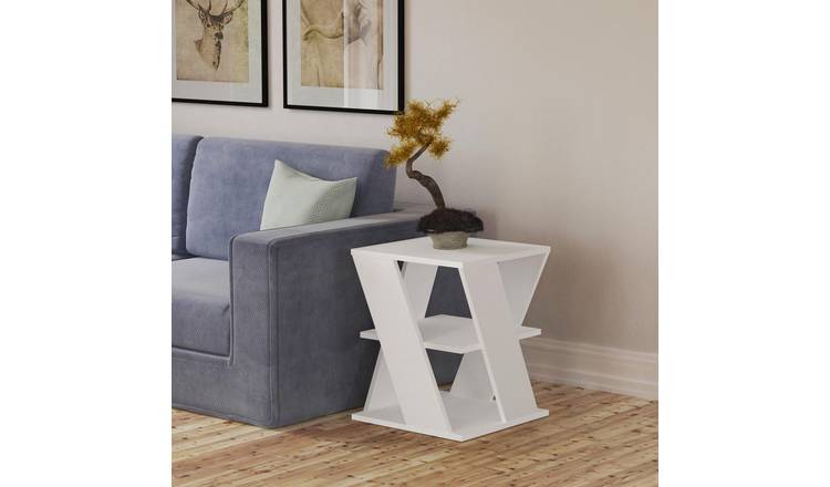 Decortie Cyclo Melamine Particleboard Side Table - White
