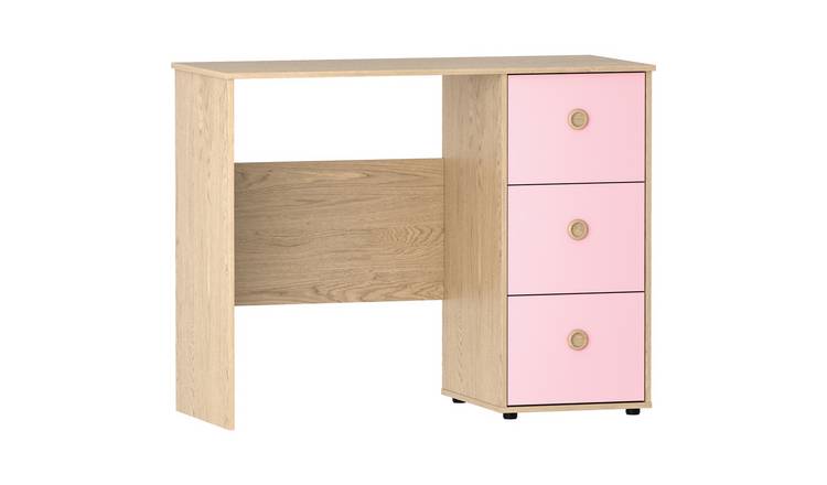Junior Vida Neptune 3 Drawer Desk - Pink & Oak