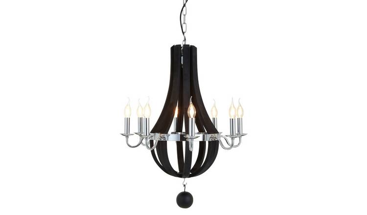 Orsina 8 Bulb Curved Chandelier - Black