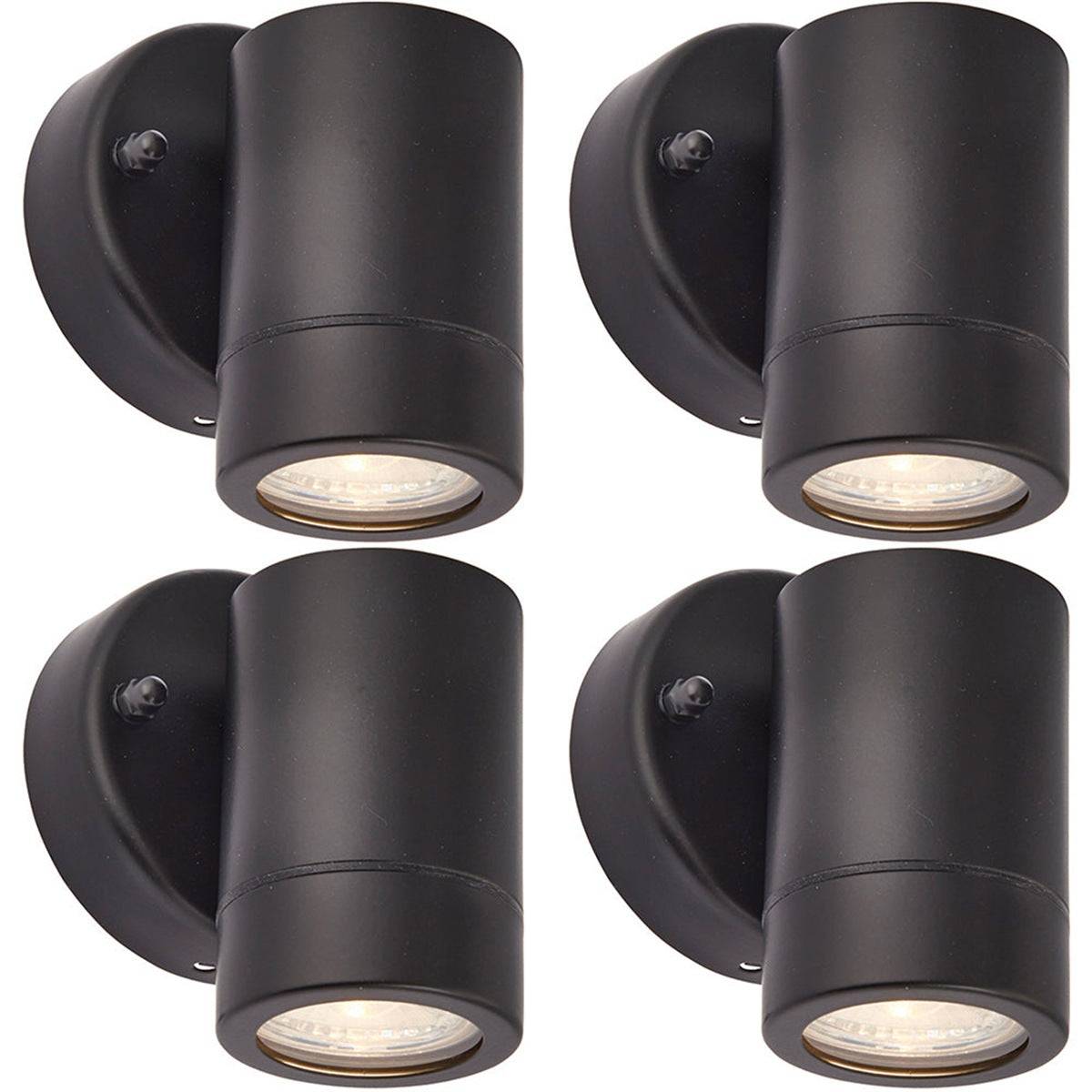 Loops Direct Pack of 4 Stainless Steel and Glass Wall Light - Matt Black - Image 1