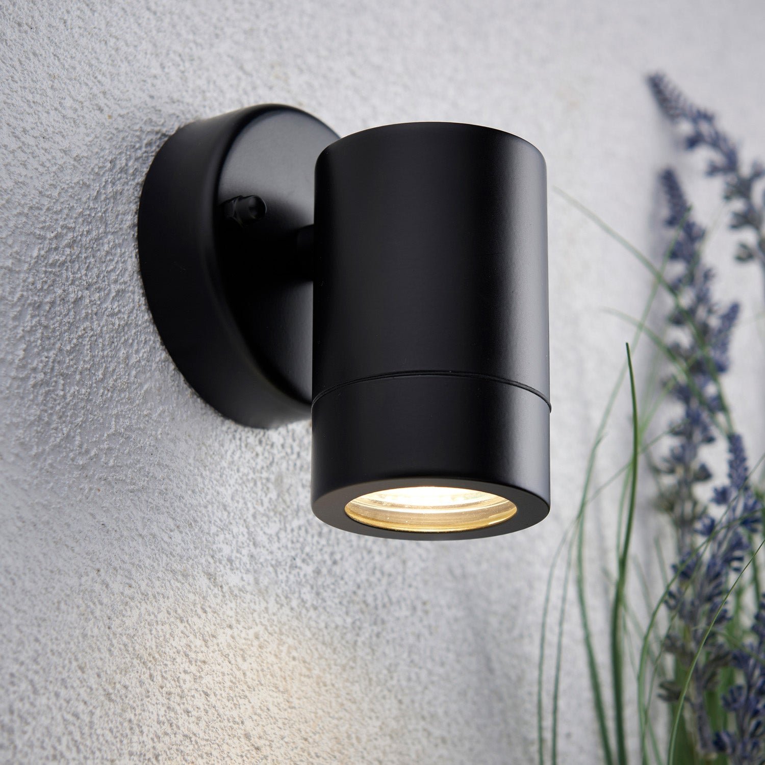 Loops Direct Pack of 4 Stainless Steel and Glass Wall Light - Matt Black - Image 2