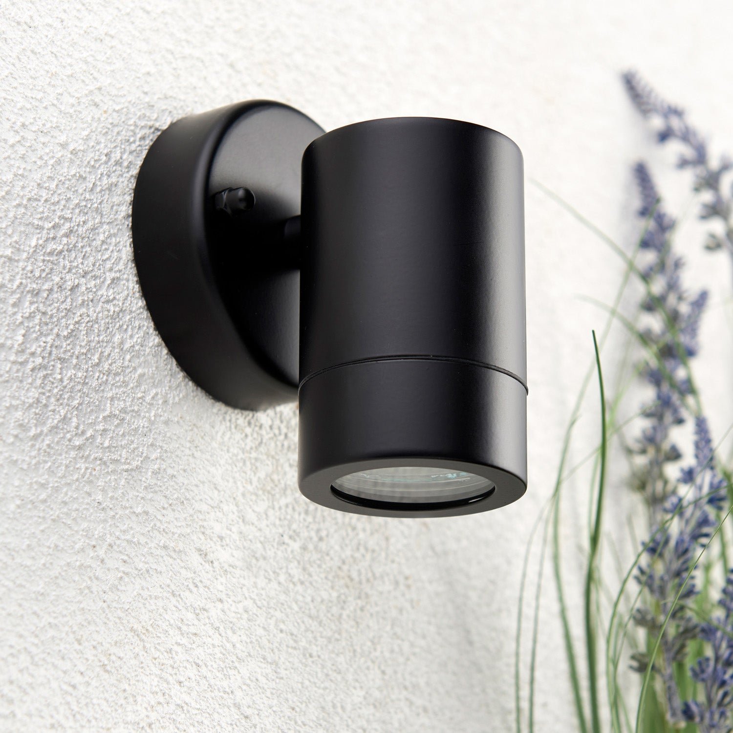 Loops Direct Pack of 4 Stainless Steel and Glass Wall Light - Matt Black - Image 3