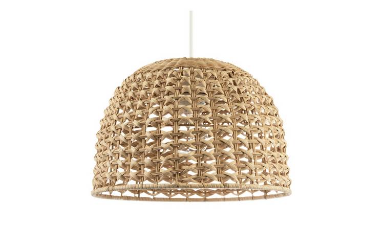 Happy Homewares Brown Vintage Intricate Woven Lattice Pendant Shade - 30cm