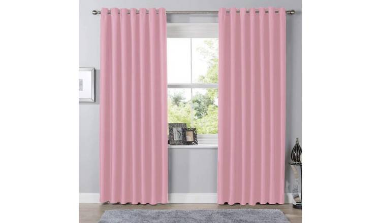 New Edge Blinds Dusky Pink Blackout Eyelet Curtains - 167cm x 229cm
