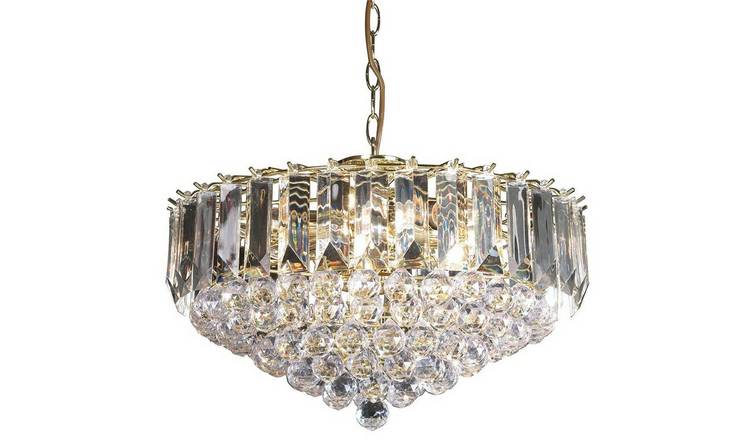 Loops Direct Steel Acrylic 6 Light Ceiling Pendant - Brass Plate