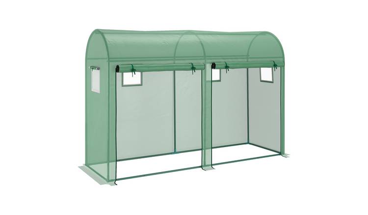 Outsunny PE Cover Steel Frame Walk-in Greenhouse – Dark Green