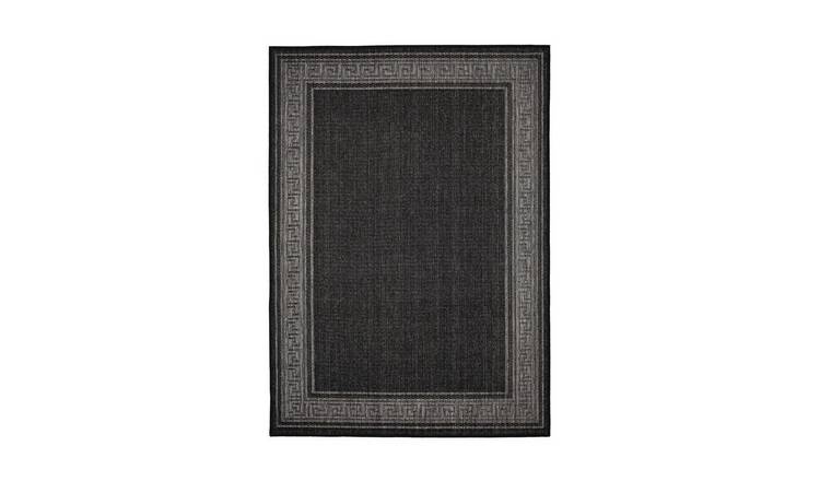 Mega Flooring Black Modern Bordered Rug - 60 x 110cm