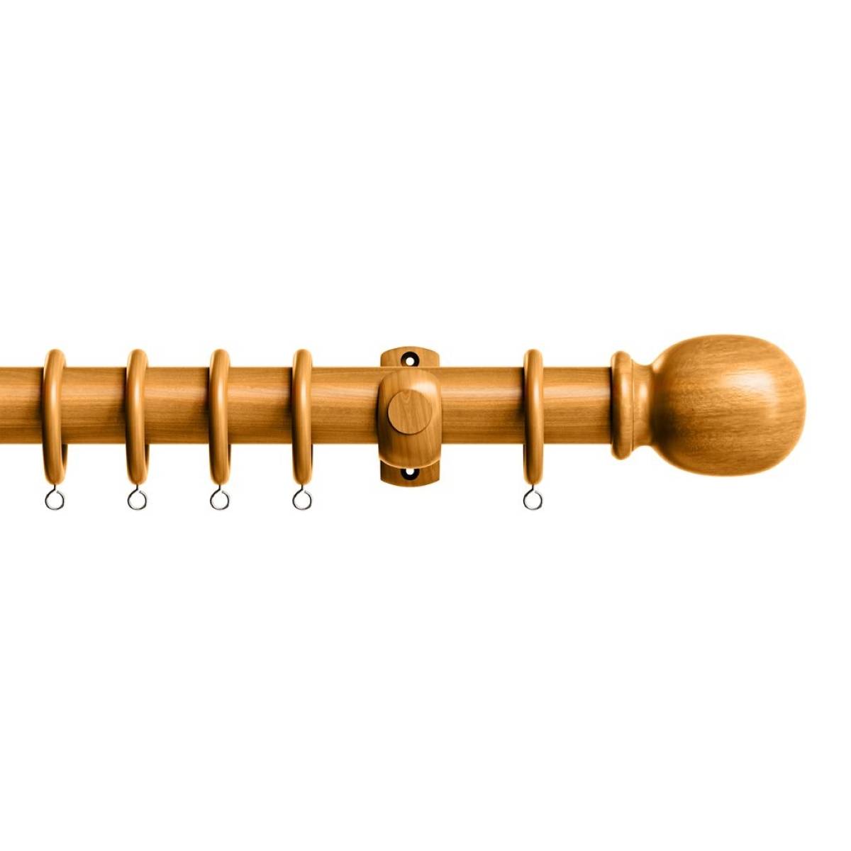 New Edge Blinds 28mm Antique Pine Classic Wooden Curtain Poles Set - 250cm - Image 1