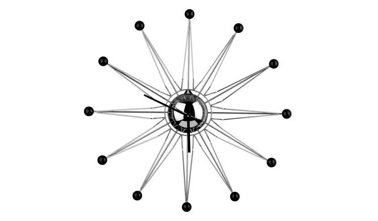 Orsina Zizzi 50cm Dia Metal Balls Wall Clock - Black and Silver