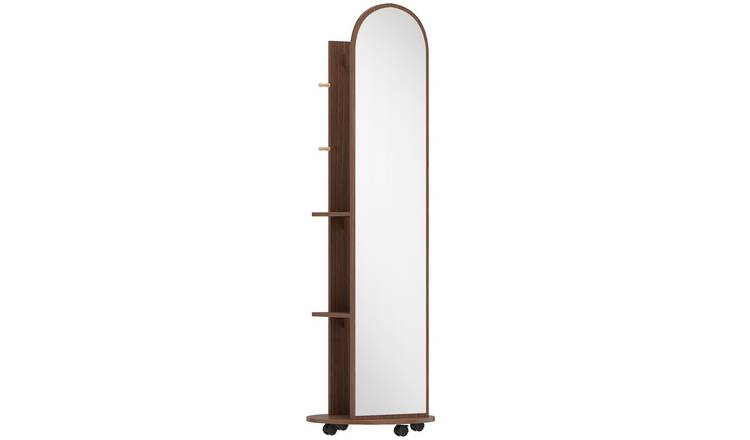 HOMCOM Mobile Wooden Full Length Mirror - Brown Wood