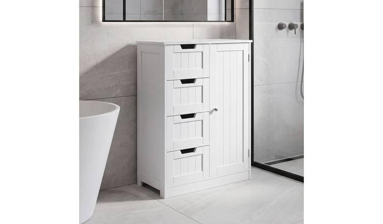Bath Vida Hayle 4 Drawer 1 Door Floor Cabinet FSC - White