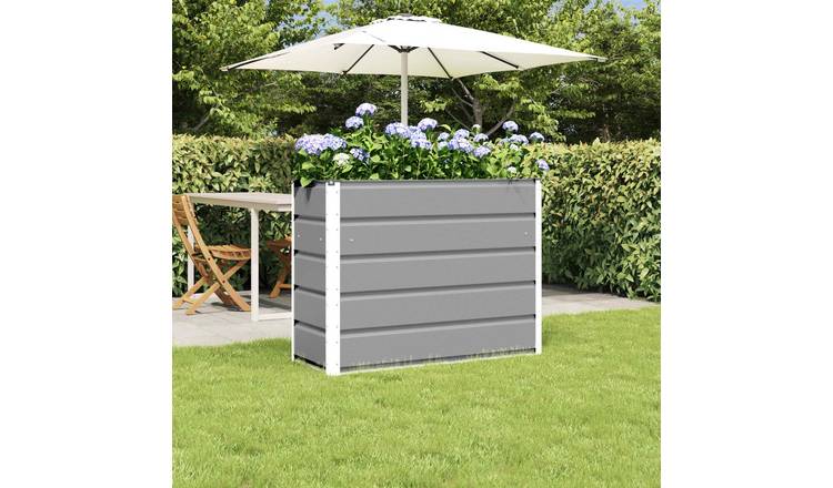 Walplus Steel Garden Planter - Light Grey - 100 x 40 x 75 cm
