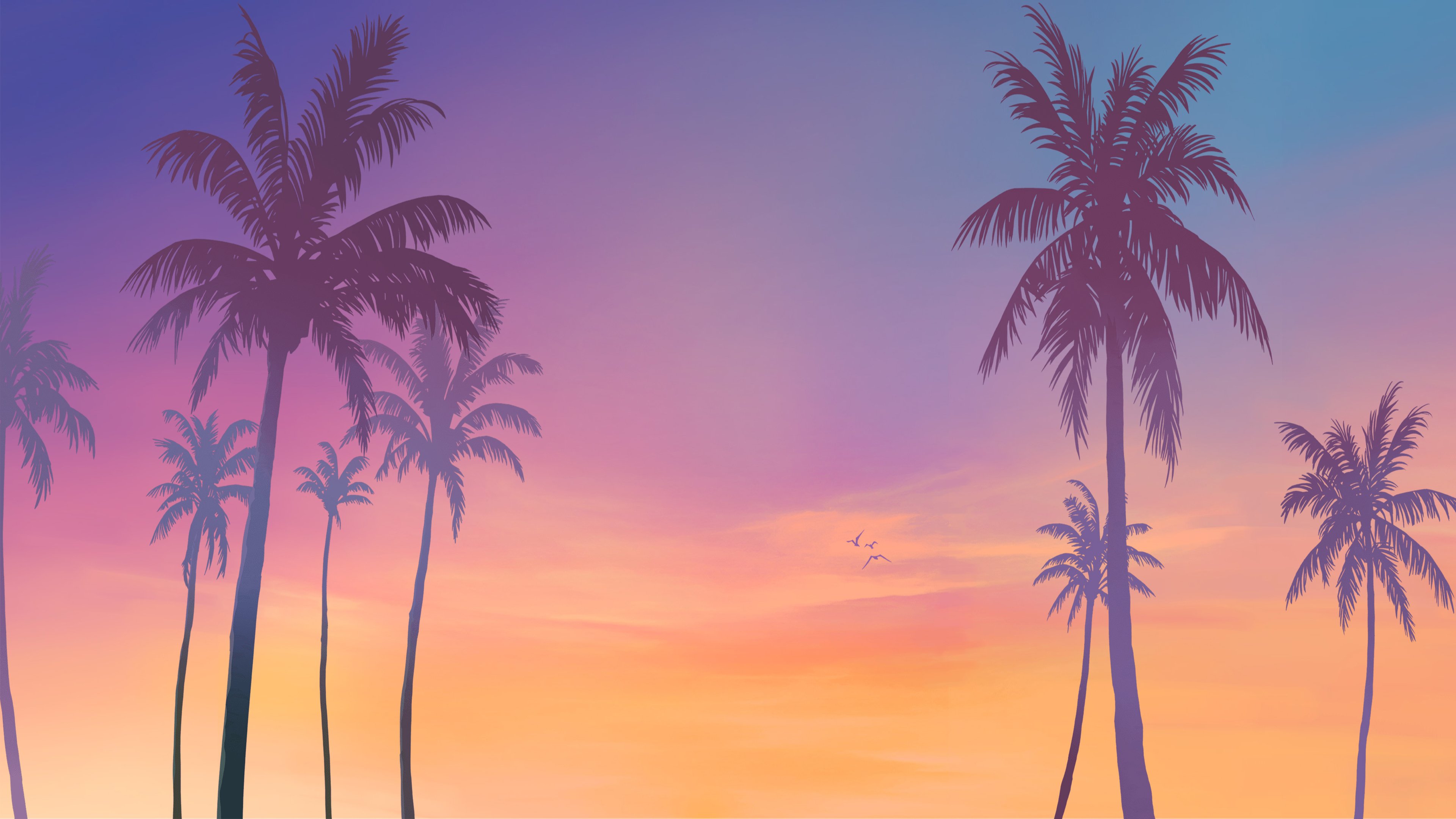 Background image of a sunset and palm trees from GTA 6 branding